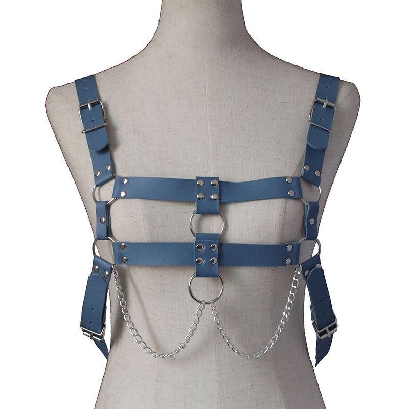AX Punk PU Cross Strap for Men and Women Rose Red view 5