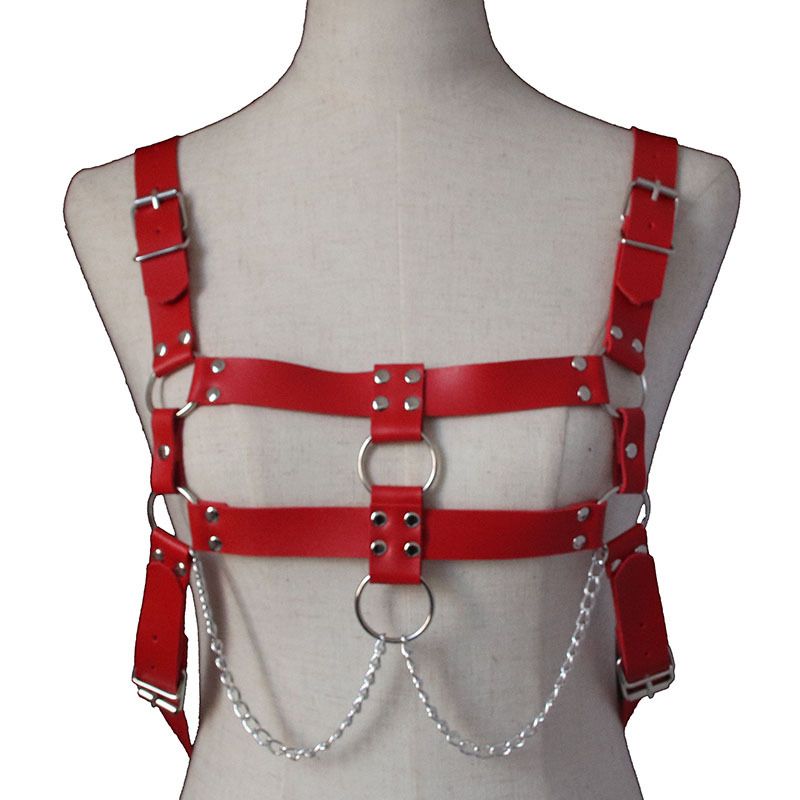 AX Punk PU Cross Strap for Men and Women Rose Red view 6