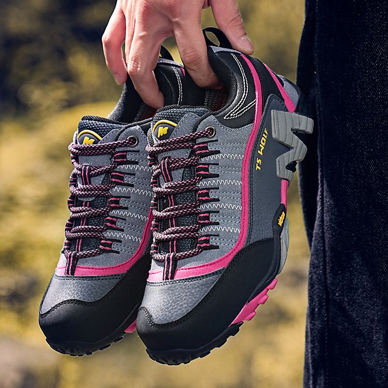 Lefectic Hiking Shoes Genuine Leather Waterproof. Dark Blue Rose Red 36 view 6