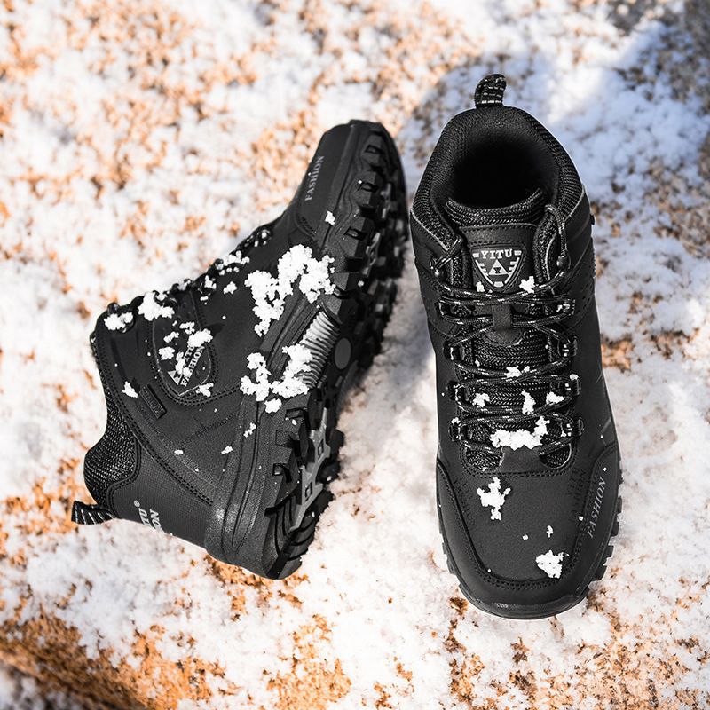 Men High Top Hiking Shoes Winter Warm Size 47 8528 Black 39
