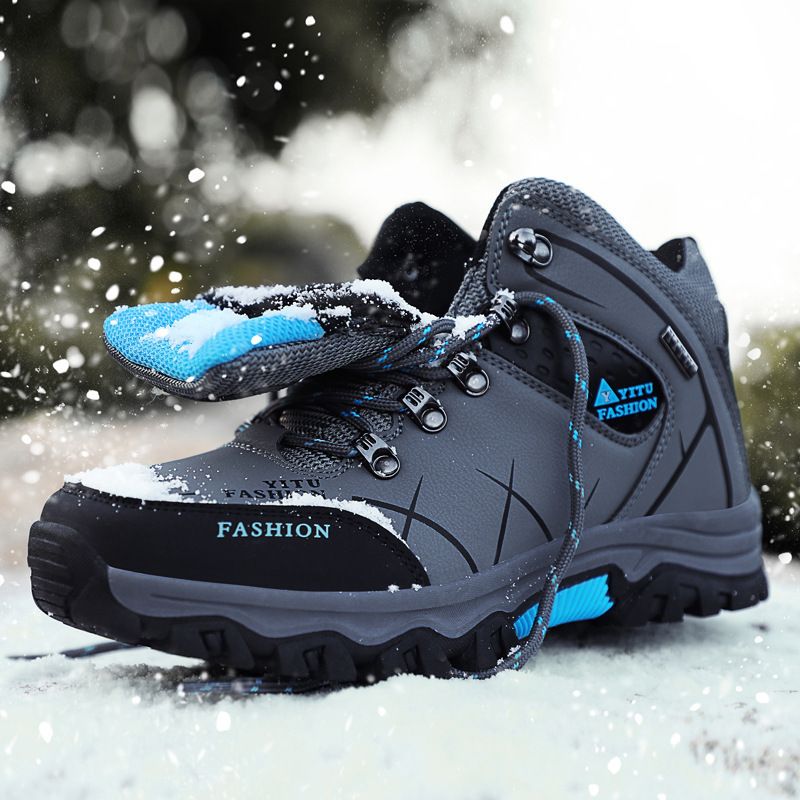 Men High Top Hiking Shoes Winter Warm Size 47 8528 Black 46 view 2