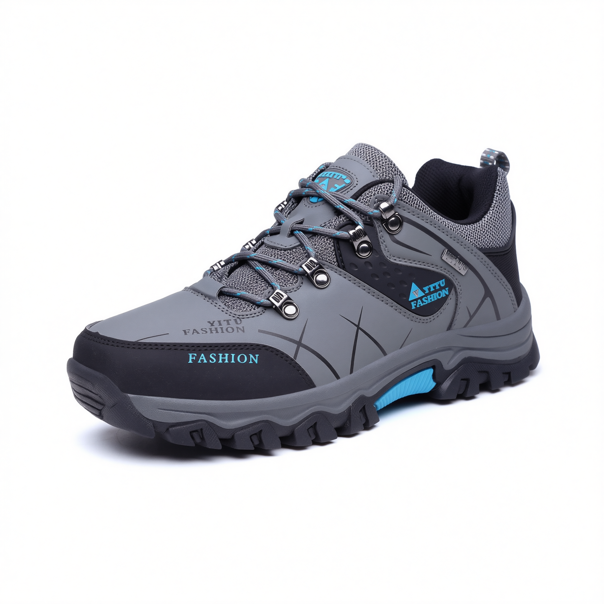 QIFENG Men Hiking Shoes Outdoor Trekking Sneakers soot 47