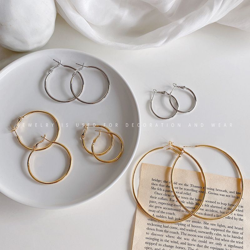 Mori Wai Metal Earrings Geometry Circle 925 Silver E2455 Silver 4cm view 3