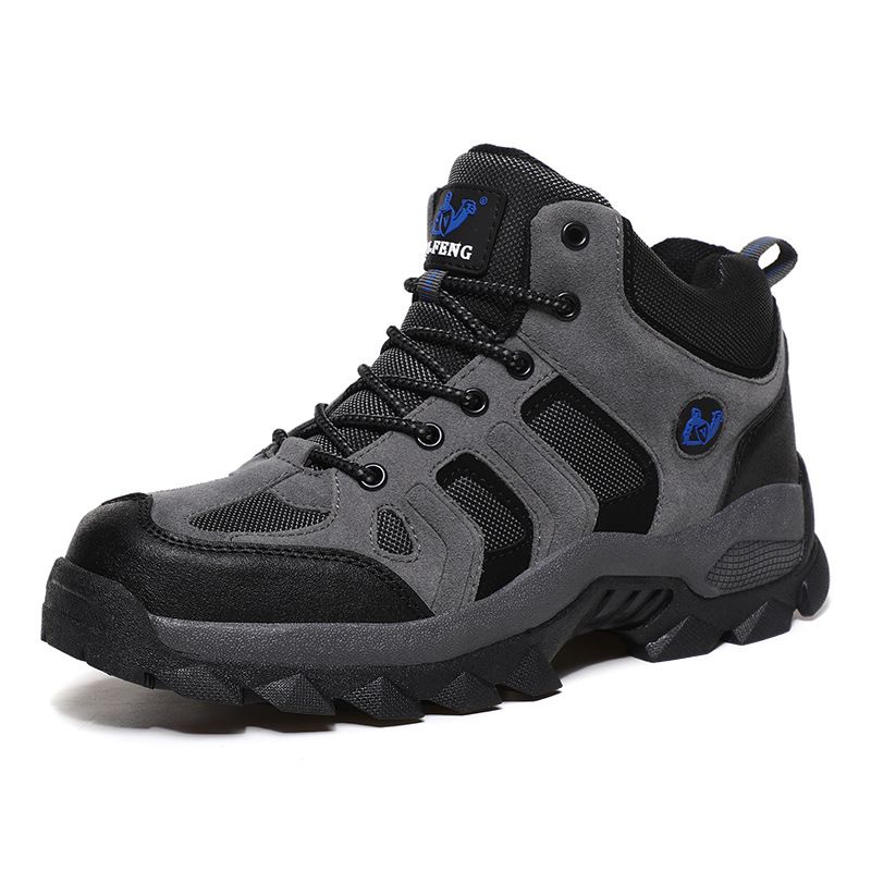 QIFENG Mens High Top Hiking Shoes Anti Slip Rubber Sole Black 43