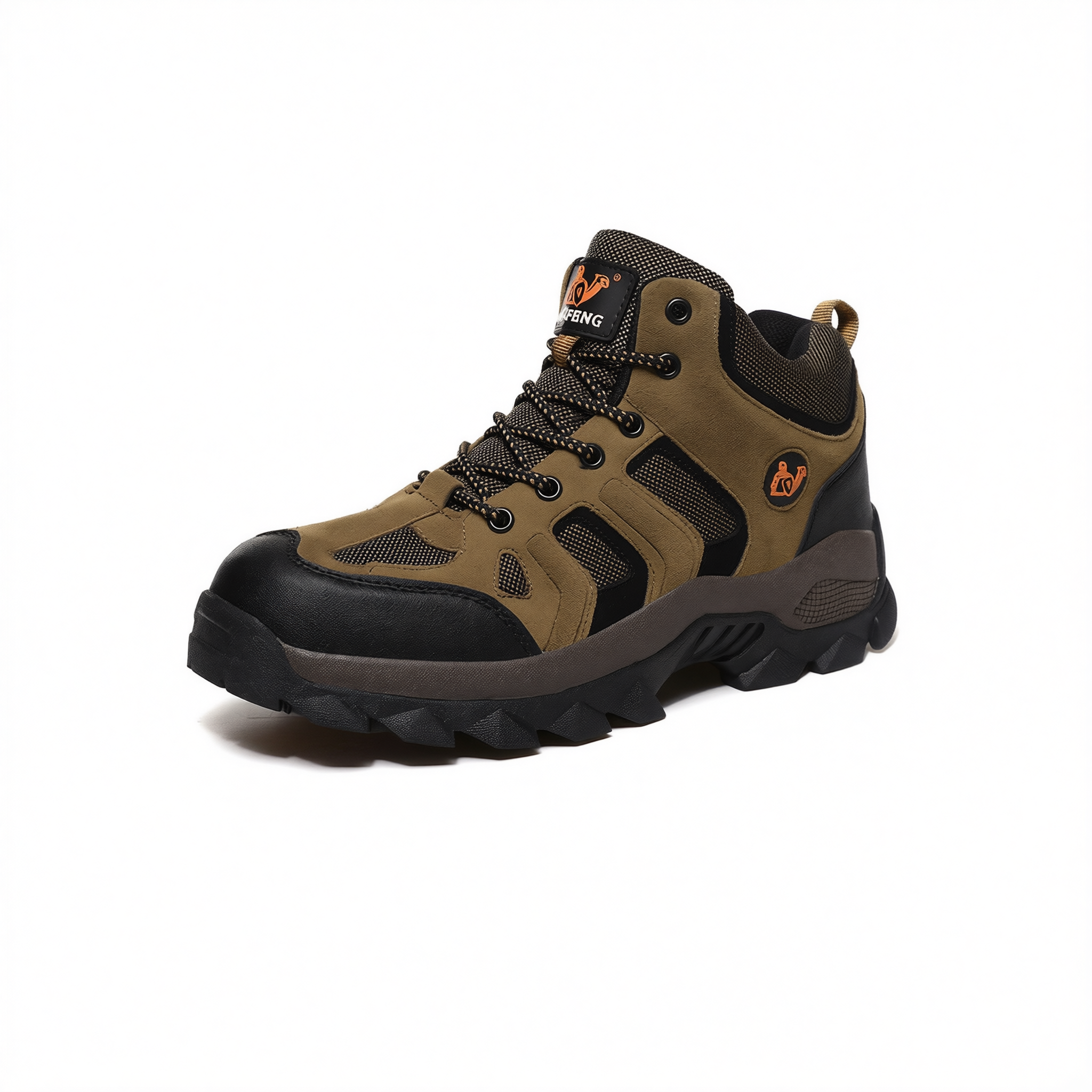 QIFENG Mens High Top Hiking Shoes Anti Slip Rubber Sole Brown 40