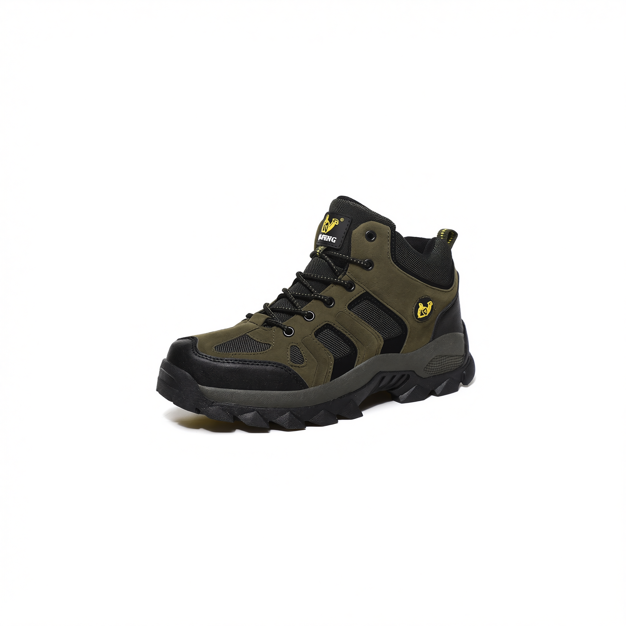 QIFENG Mens High Top Hiking Shoes Anti Slip Rubber Sole Army Green 48