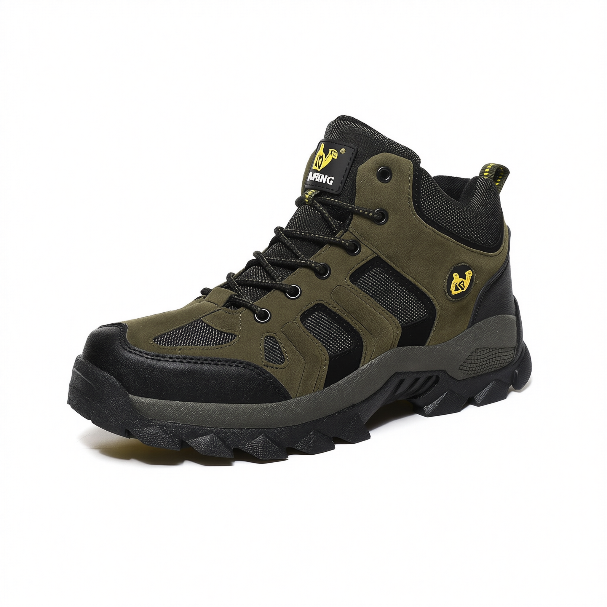 QIFENG Mens High Top Hiking Shoes Anti Slip Rubber Sole Black cotton 42 view 3