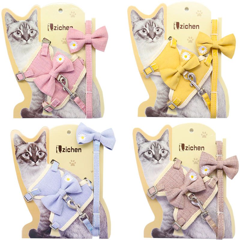 Pet Traction Strap Polyester Cat Dog Coffee S-size cotton nylon mesh cat pull view 3