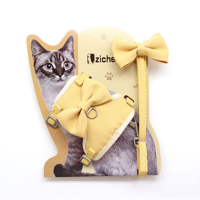 Pet Traction Strap Polyester Cat Dog Yellow S-size cotton nylon mesh cat pull view 5