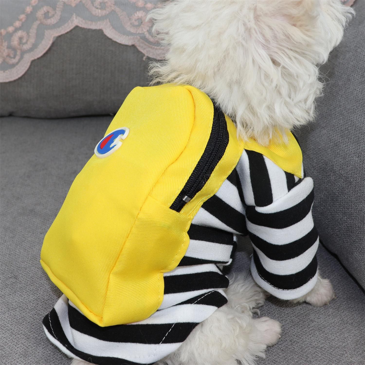 Funny Dog Clothes Qichong Small Pet Spring Autumn Purse Stripe XS view 2