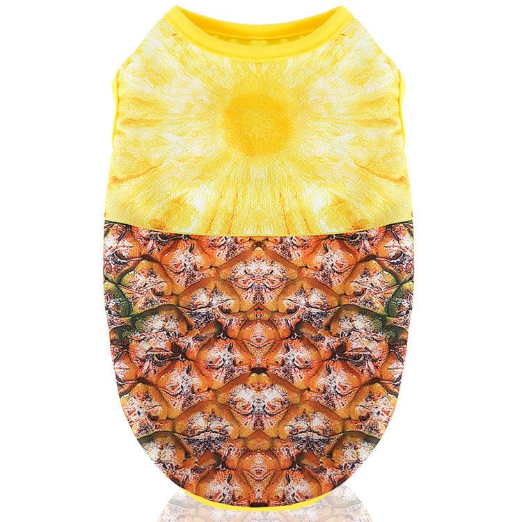Mesh Pet Vest 3D Print Dog Cat Clothing Vest 3D Realistic Big Pineapple L