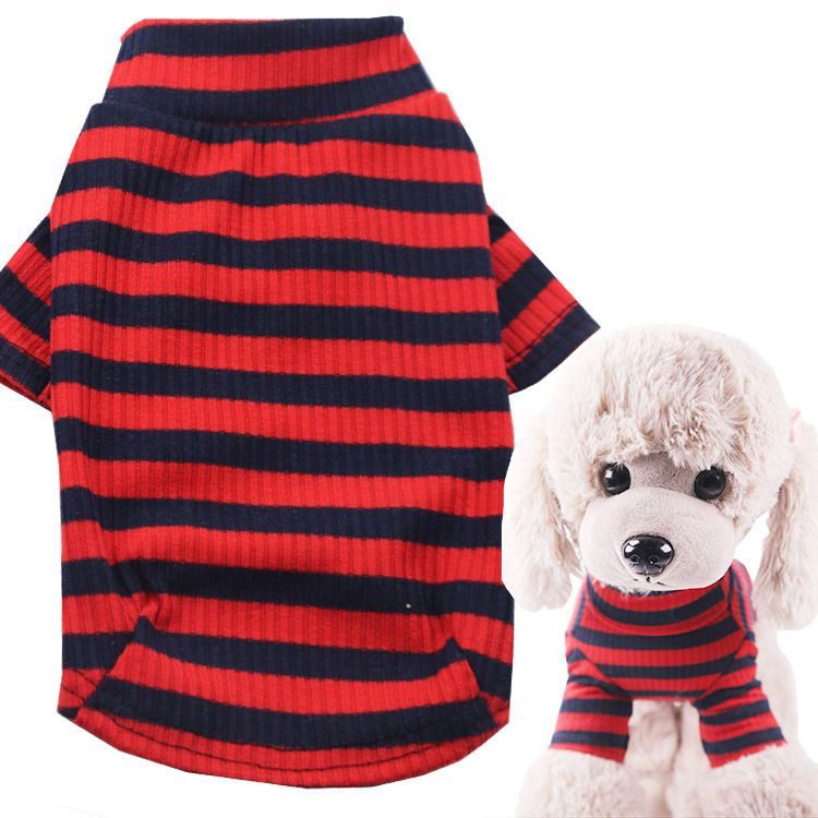 Pet Two Leg Shirt Striped Cotton Shine Two-leg stretch base shirt with white view 5