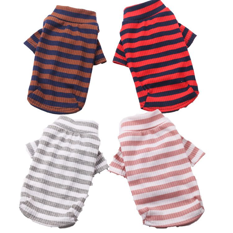 Pet Two Leg Shirt Striped Cotton Shine Two legs stretch bottoming shirt army view 3