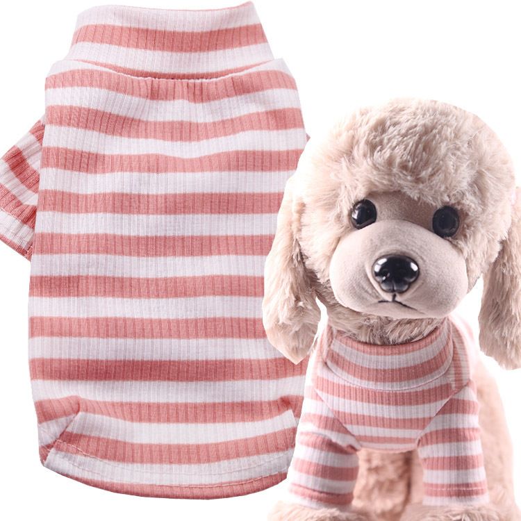 Pet Two Leg Shirt Striped Cotton Shine Two legs stretch bottoming shirt army view 4