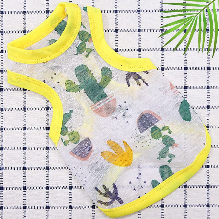Valley Dog Pet Cooling Vest Sun Protection Vest yellow edging cactus XL bust