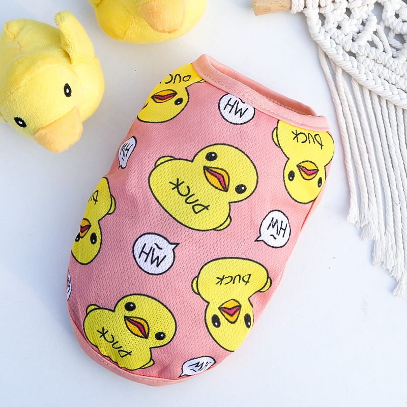 Shine Pet Vest Dog Cat Cotton Mesh Style vest yellow duckling pink XS (bust — image 1