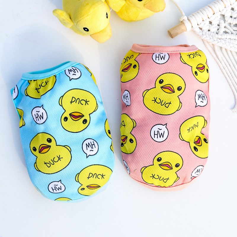 Shine Pet Vest Dog Cat Cotton Mesh Style vest yellow duckling pink XS (bust view 3