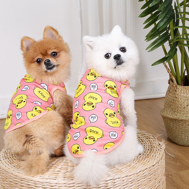 Shine Pet Vest Dog Cat Cotton Mesh Style vest yellow duckling pink XL (chest view 6