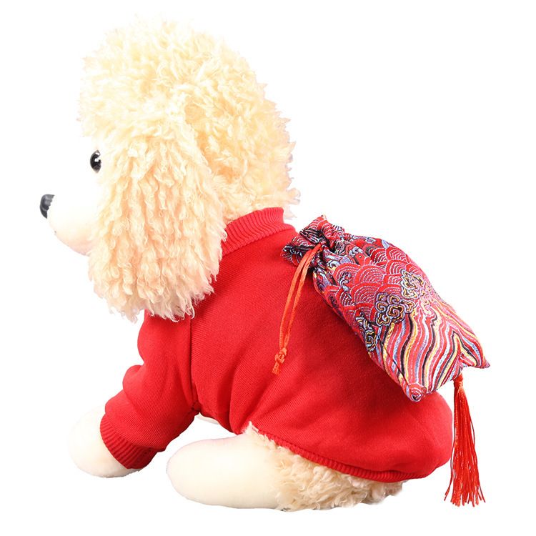 Pet Sweatshirt Polyester Tassel Wave Design Fubao wave tassel (red sweater) M view 5