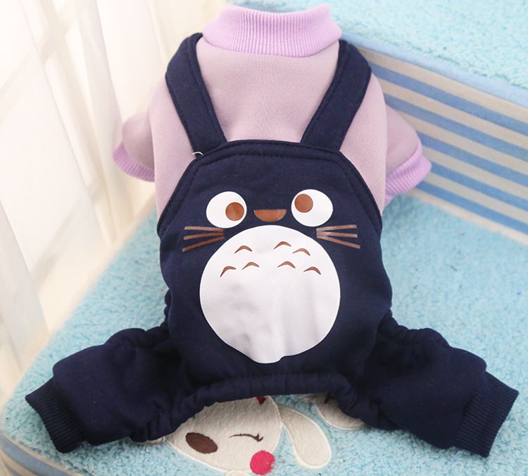 Valley Dog Pet Fleece Sweatshirt Cartoon Strap Design Strap Totoro Purple XS — image 1