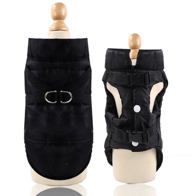 Shine Dog Vest Harness Waterproof Cotton Coat Down vest chest back traction view 4