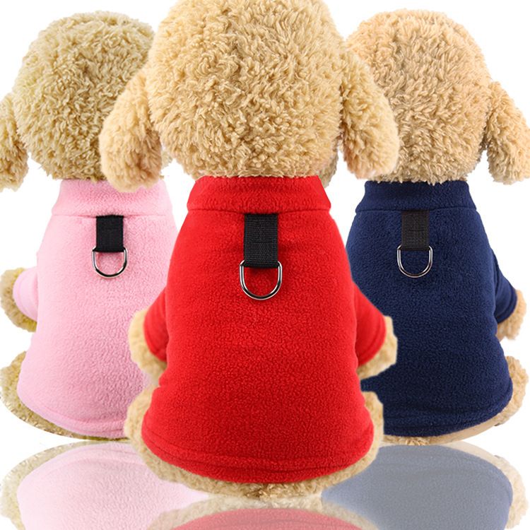 Shine Fleece Pet Clothing D-Ring Warm Two-legged fleece D-button navy blue XS view 3