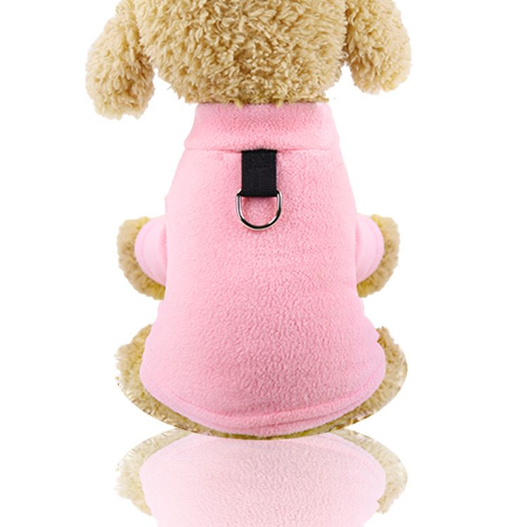 Shine Fleece Pet Clothing D-Ring Warm Two-legged fleece D-button navy blue XS view 4