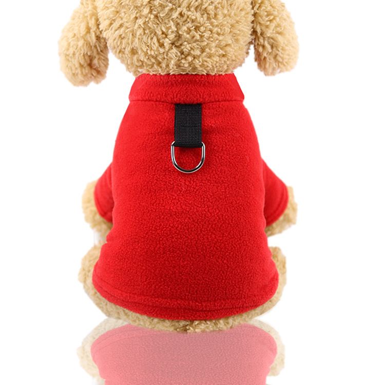 Shine Fleece Pet Clothing D-Ring Warm Two-legged fleece D-button pink M chest view 5