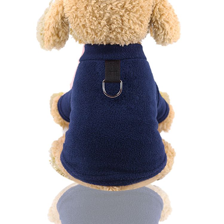 Shine Fleece Pet Clothing D-Ring Warm Two-legged fleece D-button pink 2XL bust view 6