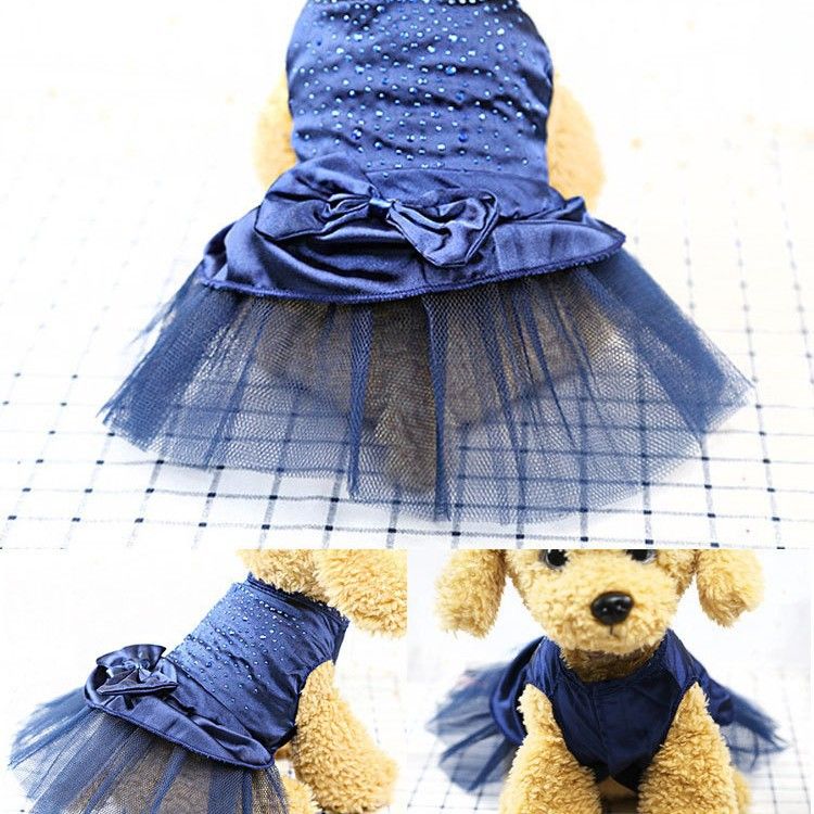Pet Dress Cotton Shine Hot Drill Navy Blue XS Hot Drill Skirt Navy Blue view 4