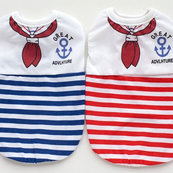 Shine Navy Stripe Pet Vest Dog Cat Polyester Clothing Vest-Navy Stripe Blue XS view 2
