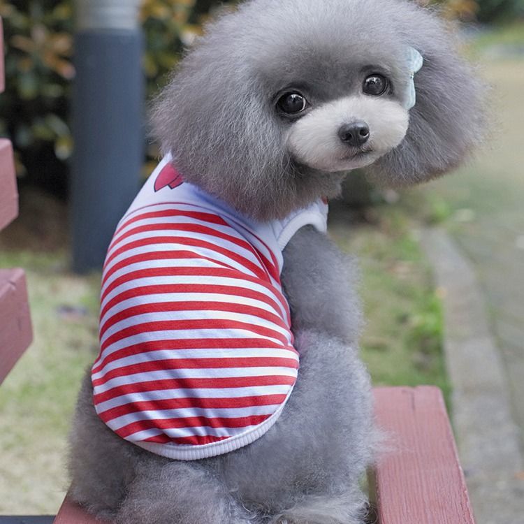 Shine Navy Stripe Pet Vest Dog Cat Polyester Clothing Vest-Navy Stripe Blue L view 5