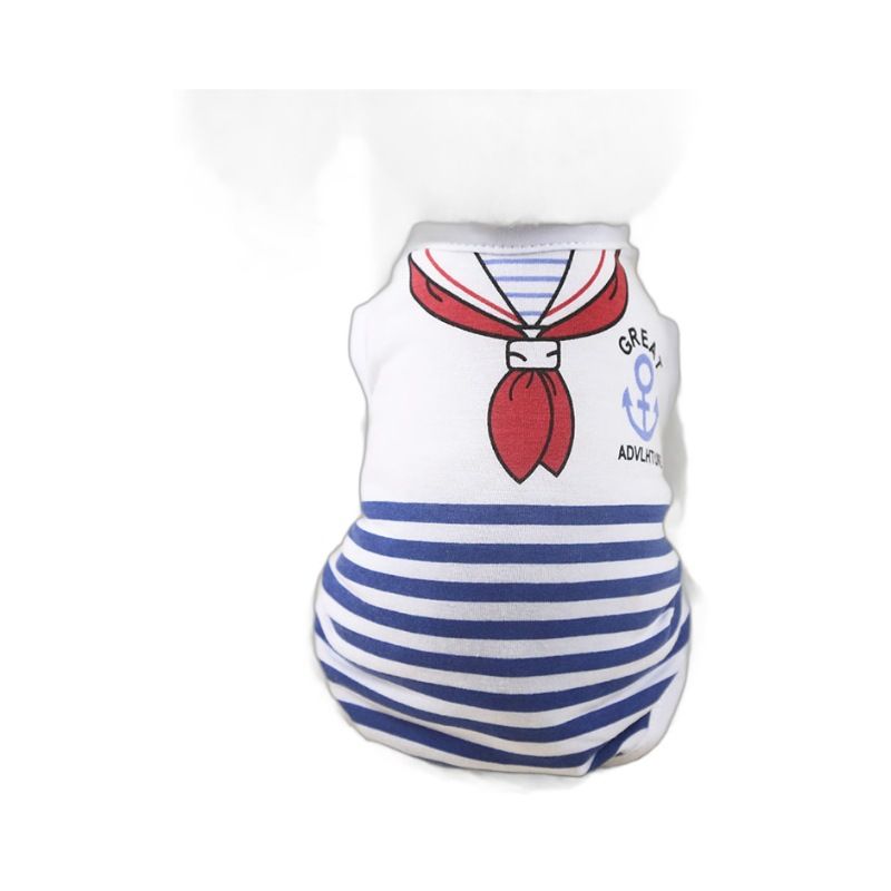 Shine Navy Stripe Pet Vest Dog Cat Polyester Clothing Vest-Navy Stripe Red XS view 6