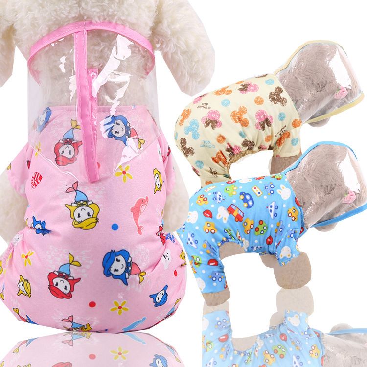 Shine Pet Raincoat Dinosaur Design PU Material Four Leg Raincoat-Yellow Mickey view 5