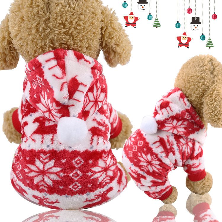 shine Four Leg Pet Clothes Coral Fleece Four-leg flannel horizontal red deer L view 4