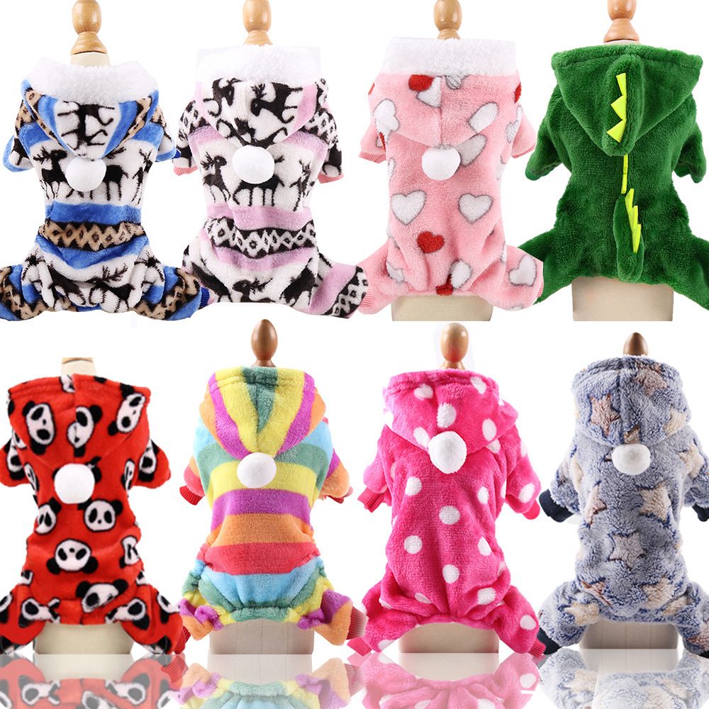 shine Four Leg Pet Clothes Coral Fleece Four-leg flannel rainbow pants XL back view 2