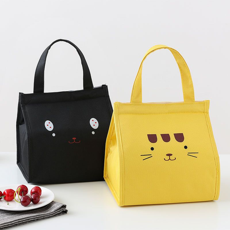 Children Lunch Bag Portable Insulated Oxford Cloth Cat Cat Head blue B3-4 view 2