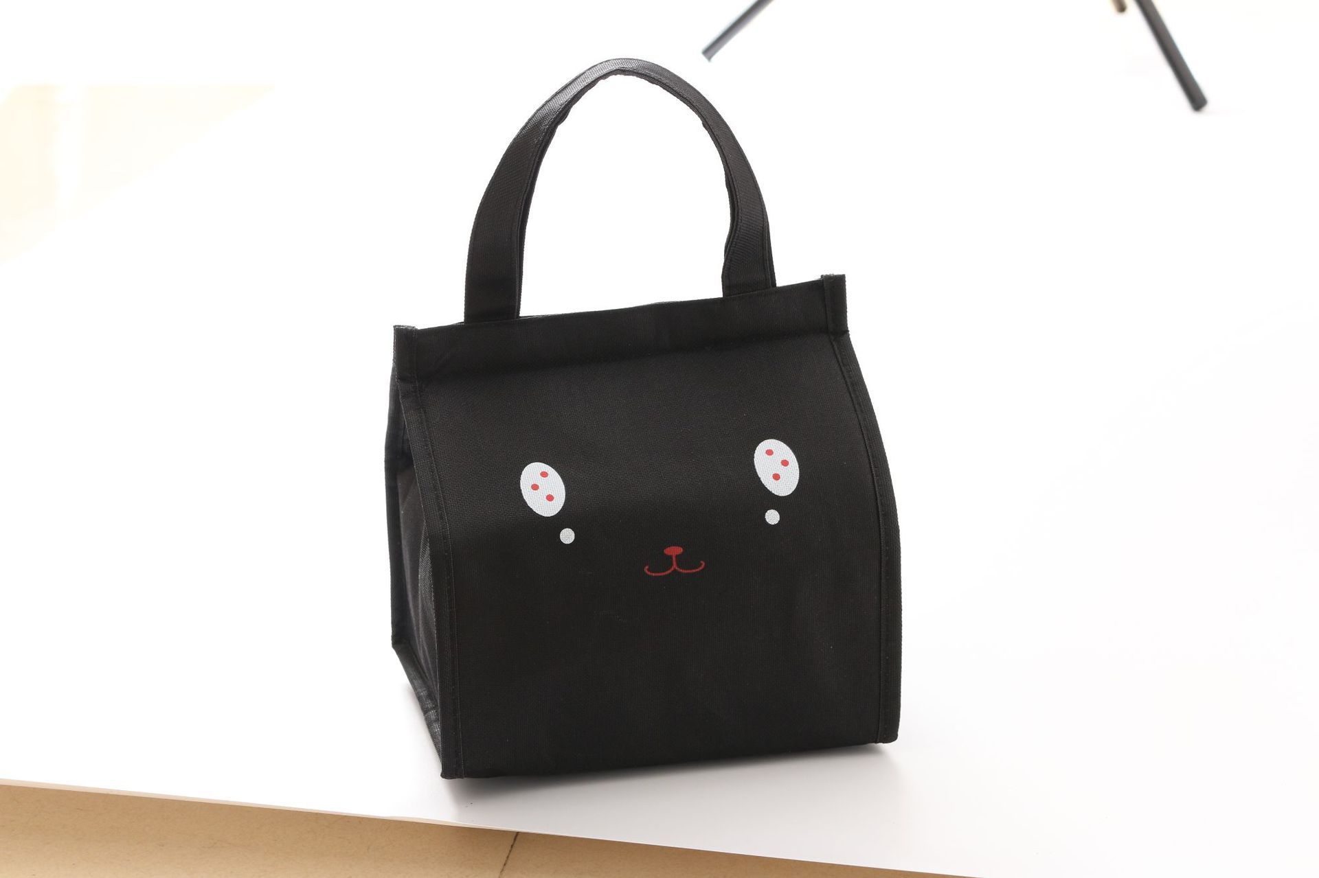 Children Lunch Bag Portable Insulated Oxford Cloth Cat Cat Head black B3-1 — image 1