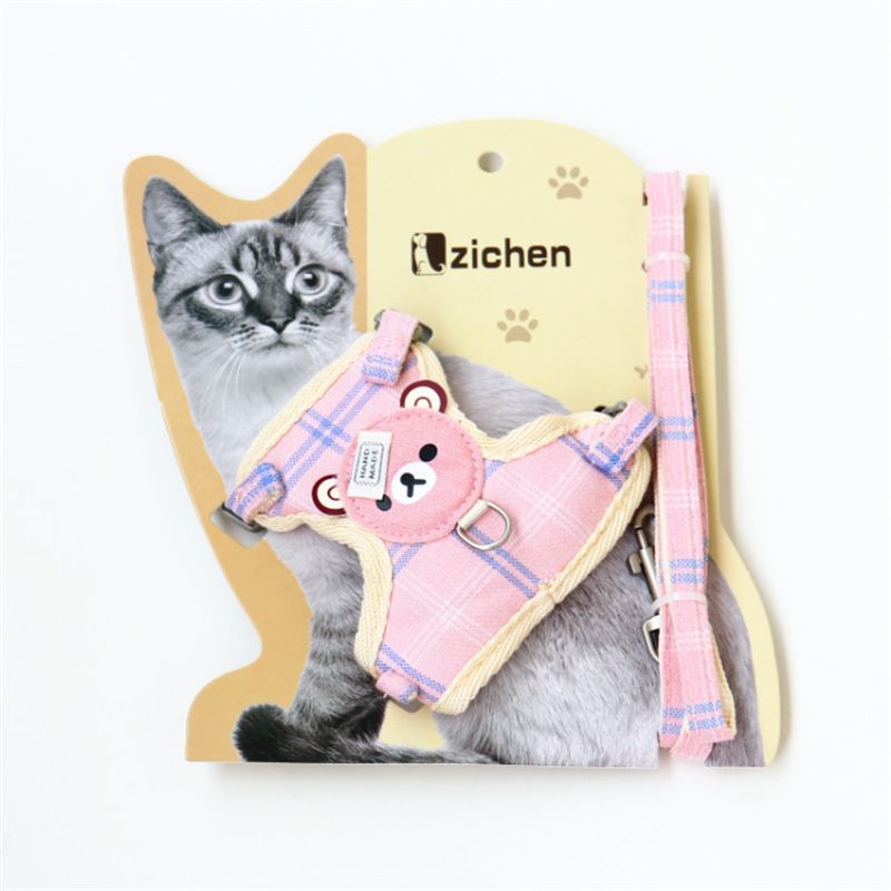 Zichen Cat Harness Vest Nylon Mesh Pet Leash Pink 1.0(S code) suitable for