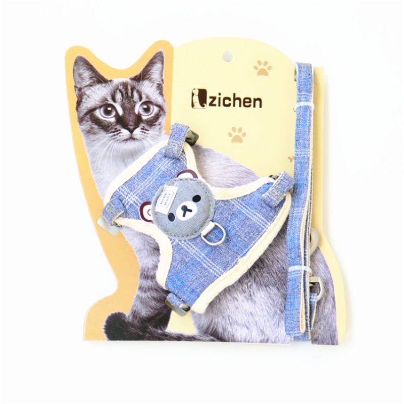 Zichen Cat Harness Vest Nylon Mesh Pet Leash Dark Blue 1.0(S code) suitable