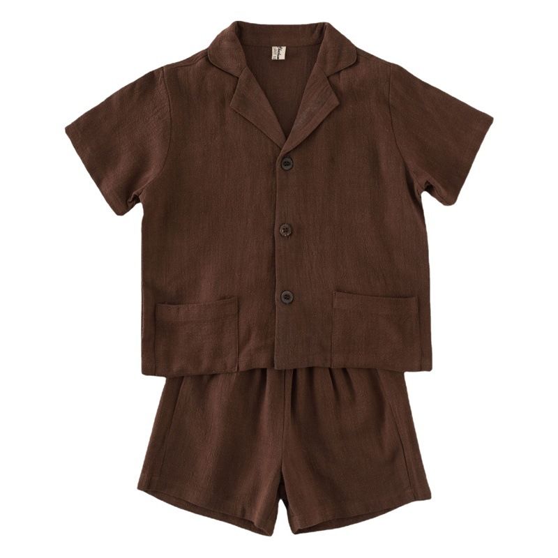 Kids Cotton Short Sleeve Shirt Shorts Set 21039 21039 Curry 130cm view 2