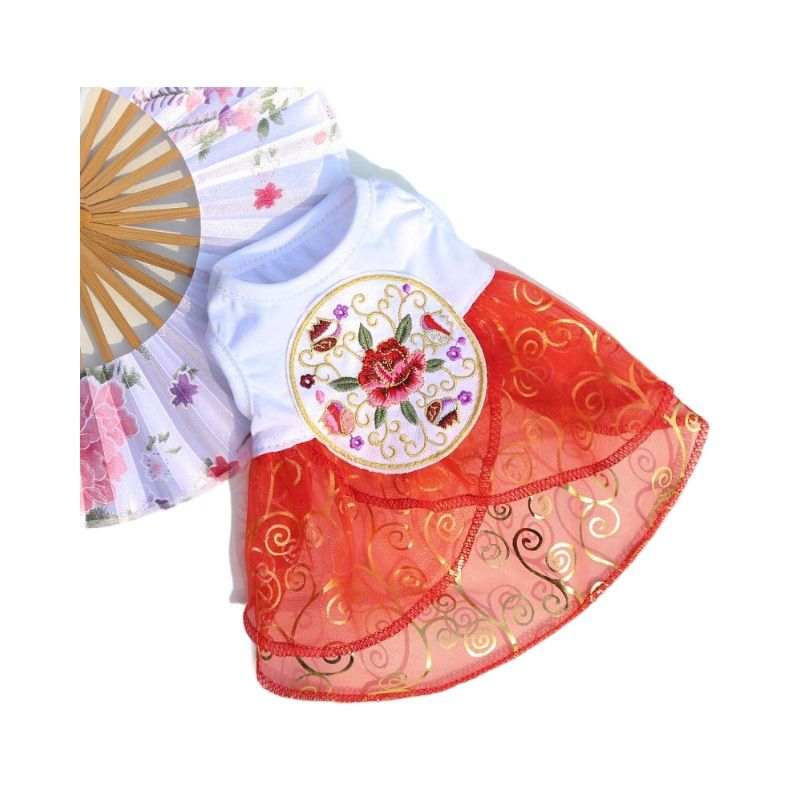 Shine Pet Wedding Dress Polyester Skirt Disc embroidery rainbow strip XS bust view 6