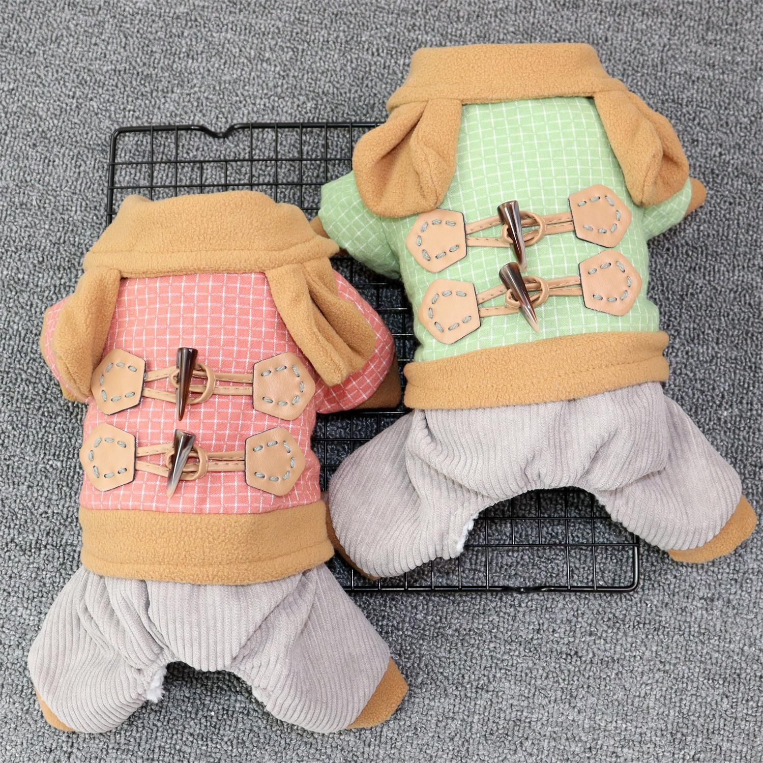 Pet Dog Clothes Odd Pet Four Legged Casual Corner Button Four Leg Green S view 2