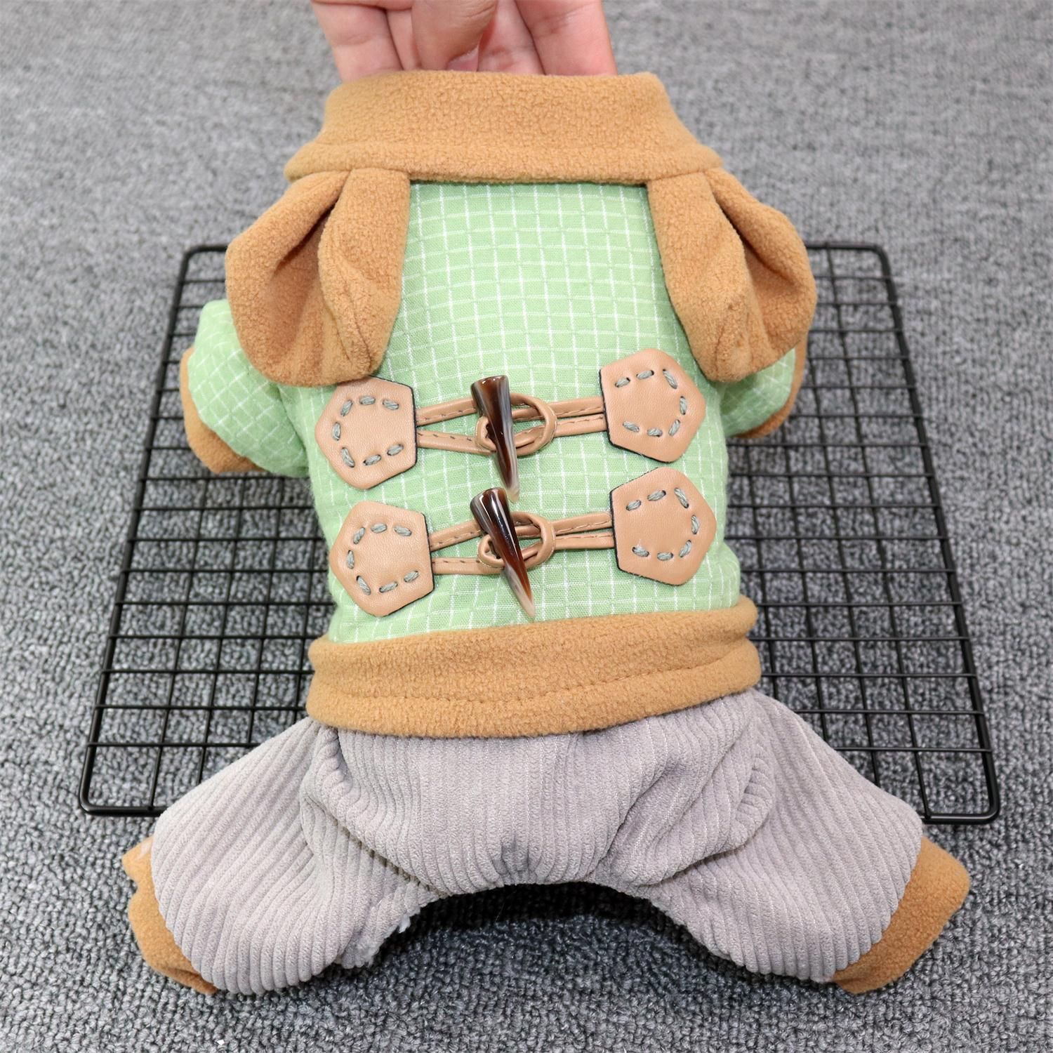 Pet Dog Clothes Odd Pet Four Legged Casual Corner Button Four Leg Green S view 5
