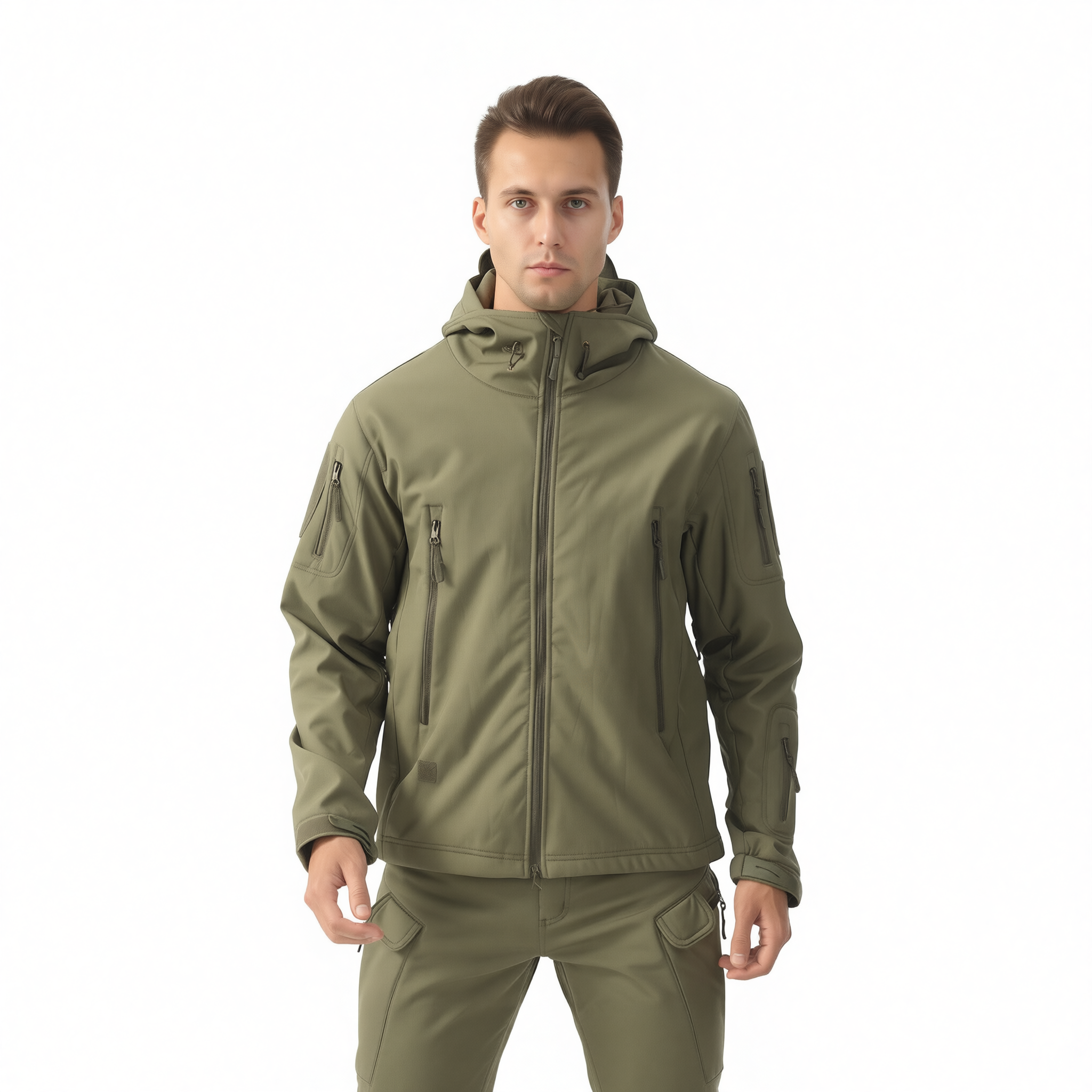 ESDY Men Softshell Jacket Outdoor Fleece Training Coat Black 4XL view 3