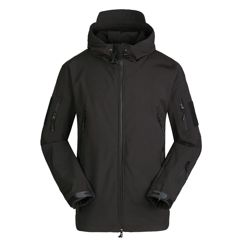 ESDY Men Softshell Jacket Outdoor Fleece Training Coat Black 5XL