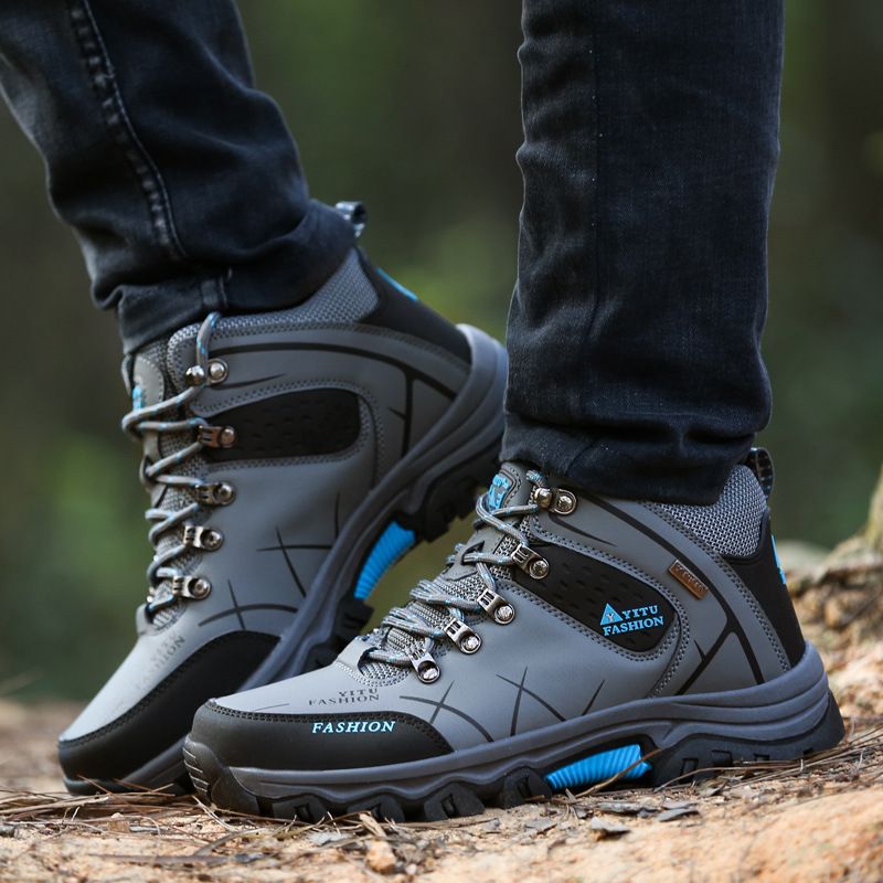 Men Hiking Shoes Waterproof High Top Size 47 8528 gray high-top cotton shoes 43 view 3