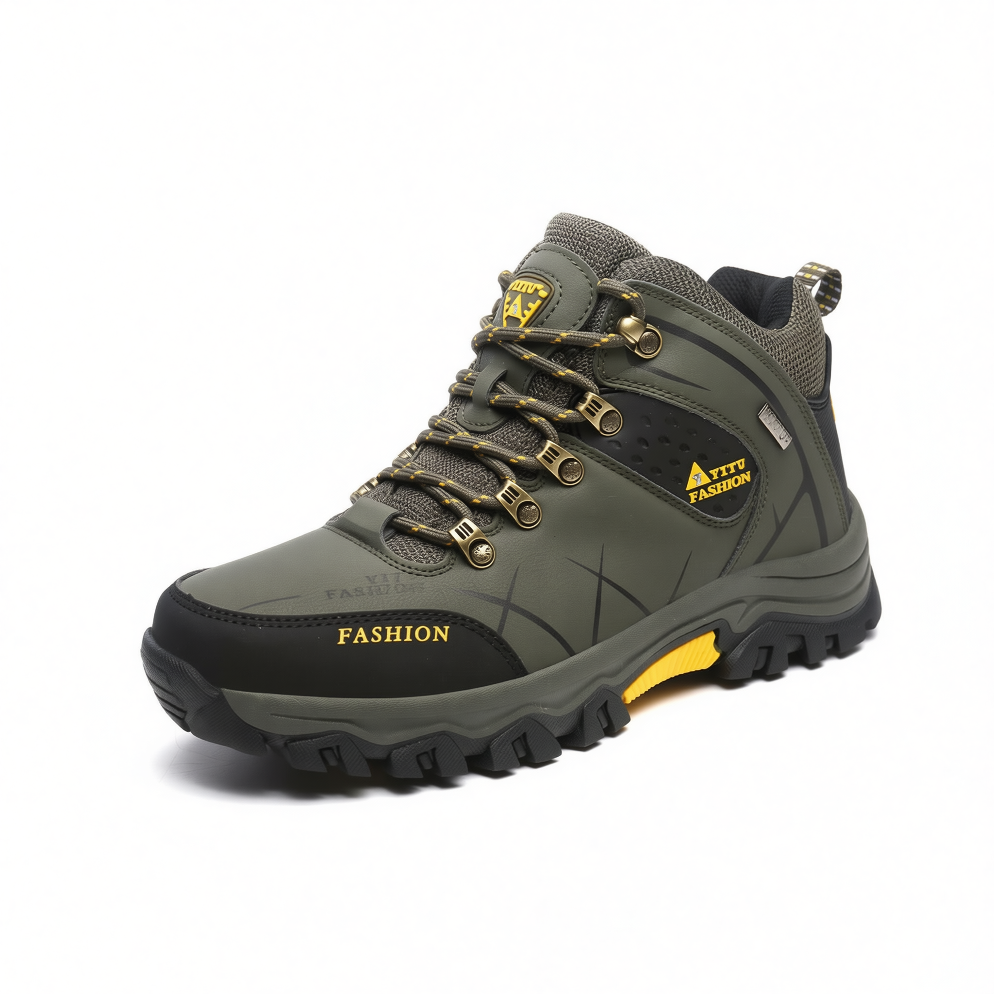 Men Hiking Shoes Waterproof High Top Size 47 8528 Army Green High-Top Cotton