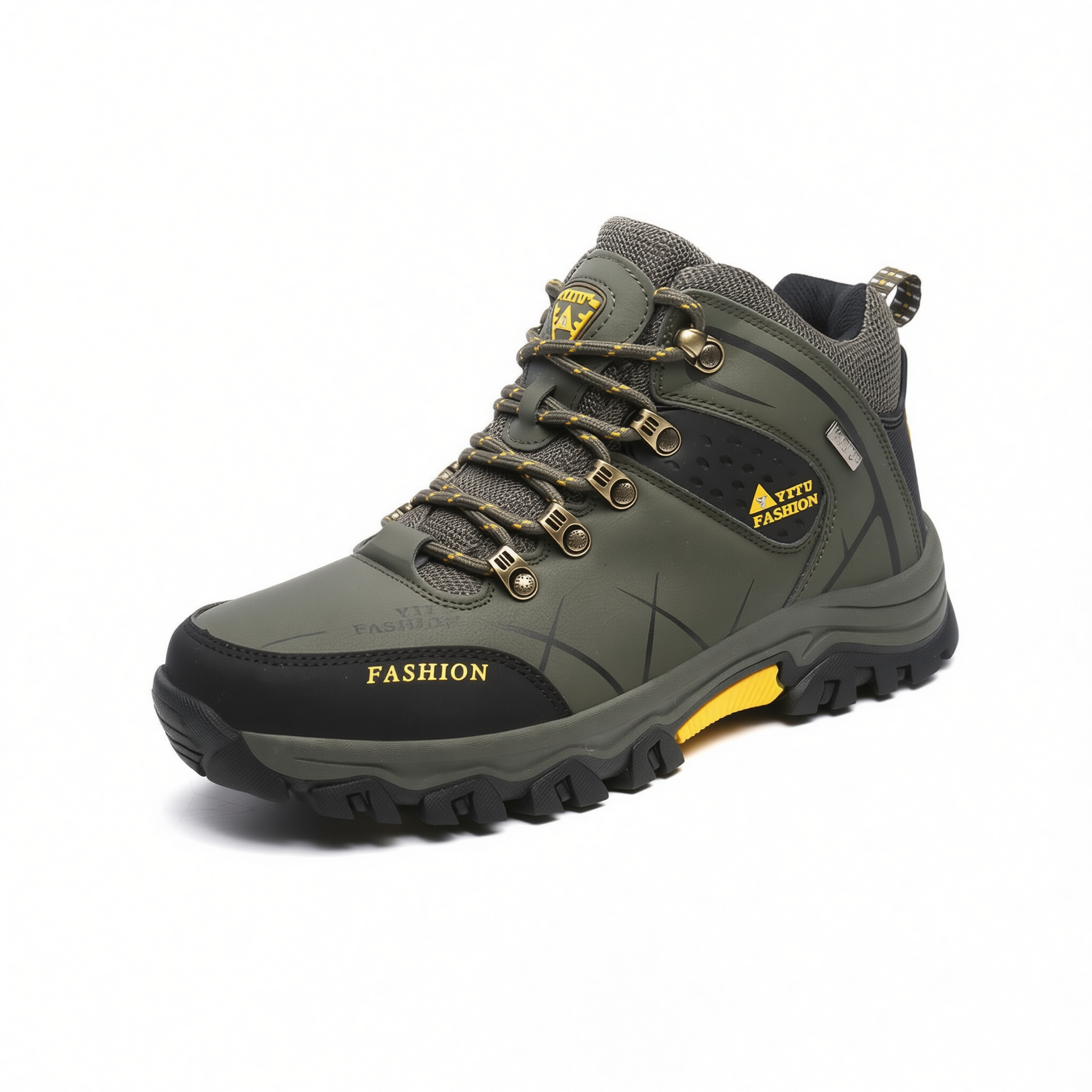 Men Hiking Shoes Waterproof High Top Size 47 8528 Army Green High-Top Cotton