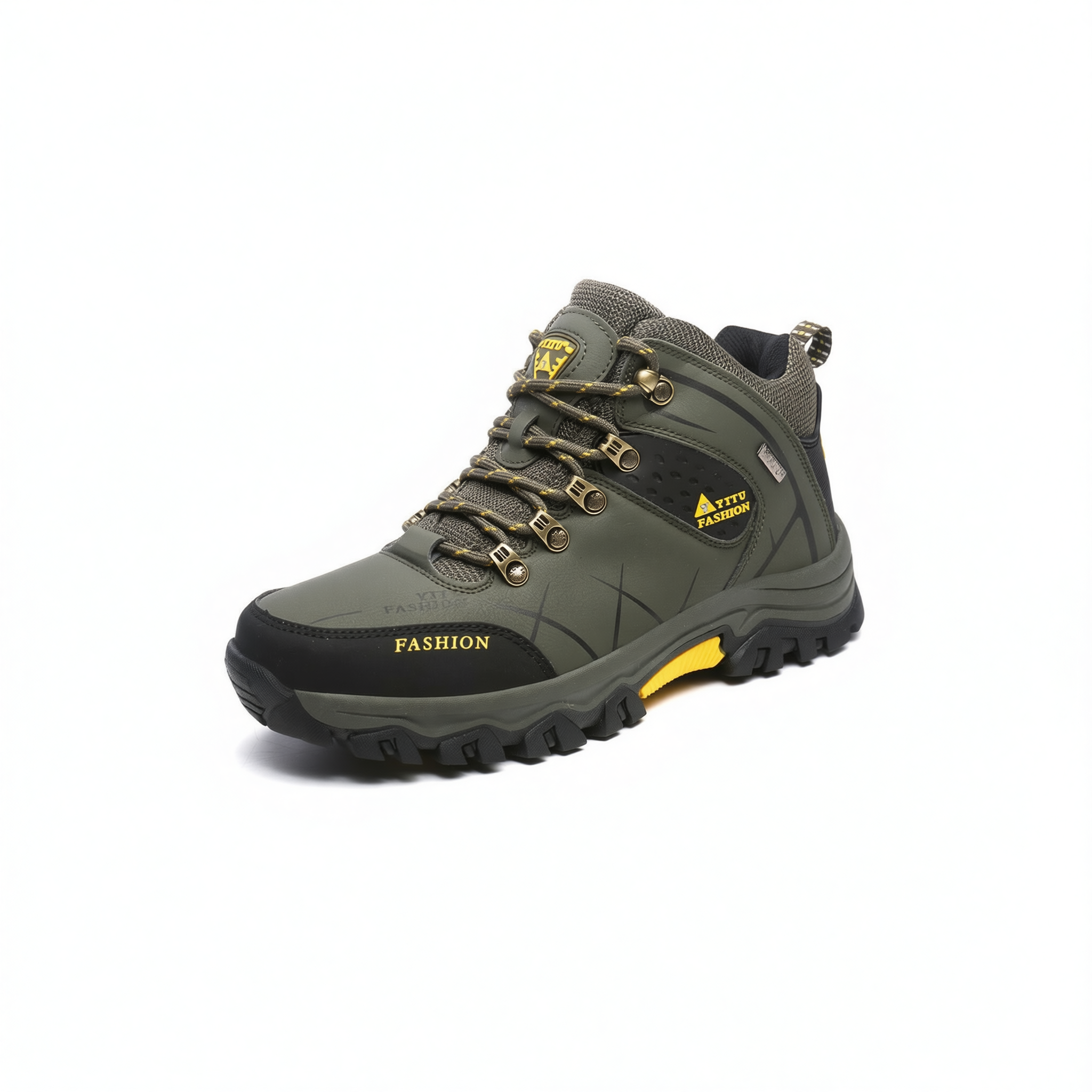 Men Hiking Shoes Waterproof High Top Size 47 8528 Army Green High-Top Cotton